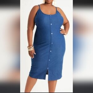 NWT Button Embellished Denim Dress